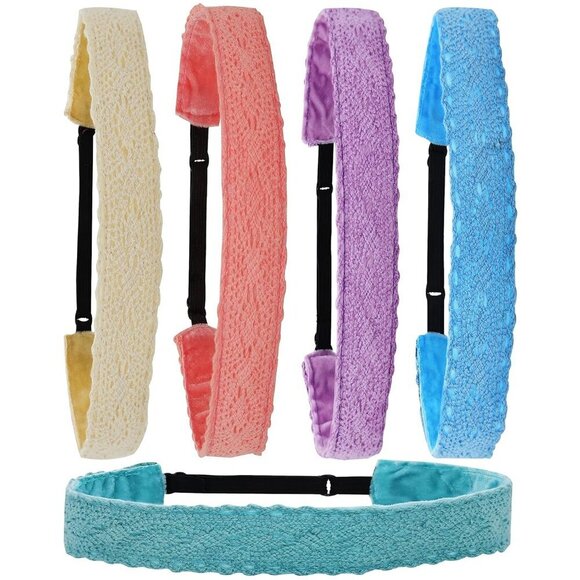 Girls Lace Headbands Set Adjustable No Slip Elastic Dressy Pastel Hair Accessori main image 8